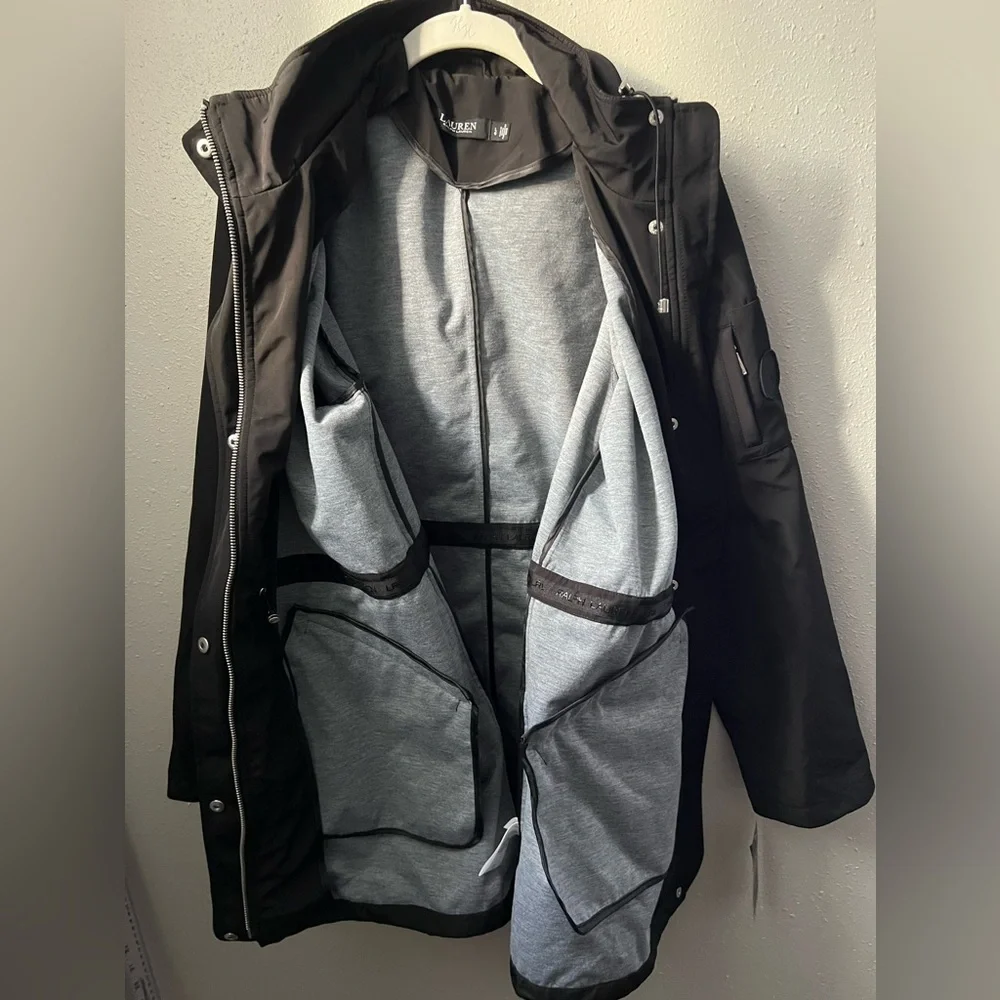 Lauren Ralph Lauren Water Repellent Cotton Blend Anorak in Black Size Large New - Picture 8 of 12